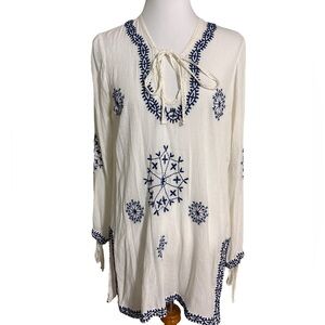 Lucky & Coco Navy Embroidered Tunic Women's